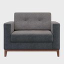 Ver imagem 2 de Poltrona Living Tecido Linho Base Madeira Para Sala