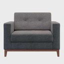 Ver imagem 1 de Poltrona Living Tecido Linho Base Madeira Para Sala
