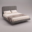 Ver imagem 1 de Cama Box Base Casal com Cabeceira Zaya 138x188 Flutuante Estilo Japonesa Bouclê Cinza - Desk Design