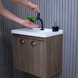Gabinete Armario para Banheiro 100% MDF com Cuba - Siena Munique 50cm - 5