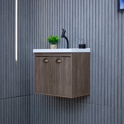 Gabinete Armario para Banheiro 100% MDF com Cuba - Siena Munique 50cm - 7