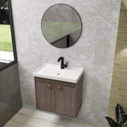 Gabinete Armario para Banheiro 100% MDF com Cuba - Siena Munique 50cm - 3