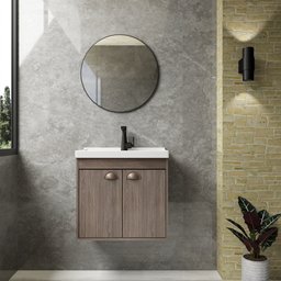 Gabinete Armario para Banheiro 100% MDF com Cuba - Siena Munique 50cm - 2