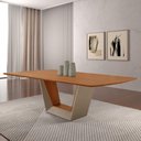Ver imagem 6 de Mesa para Sala de Jantar Rubi 220cm Moderna Mobília Champanhe com Off White-cinamomo Imbuia
