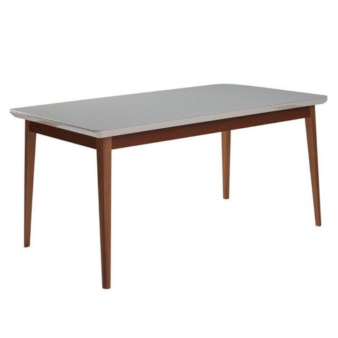Mesa de Jantar 136x80cm Tampo em Vidro/MDF Onix Branco/Mel/Off White