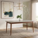 Ver imagem 2 de Mesa de Jantar 136x80cm Tampo em Vidro/MDF Onix Branco/Mel/Off White