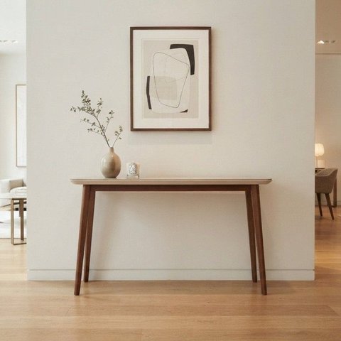 Aparador Onix 136cm para Sala de Estar com Vidro Off-White e Pés em Madeira Maciça Imbuia