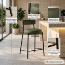 Ver imagem 5 de Banqueta Cozinha Alta com Encosto Industrial Preto Kit 6 Londres PU Verde D03 - D’Rossi