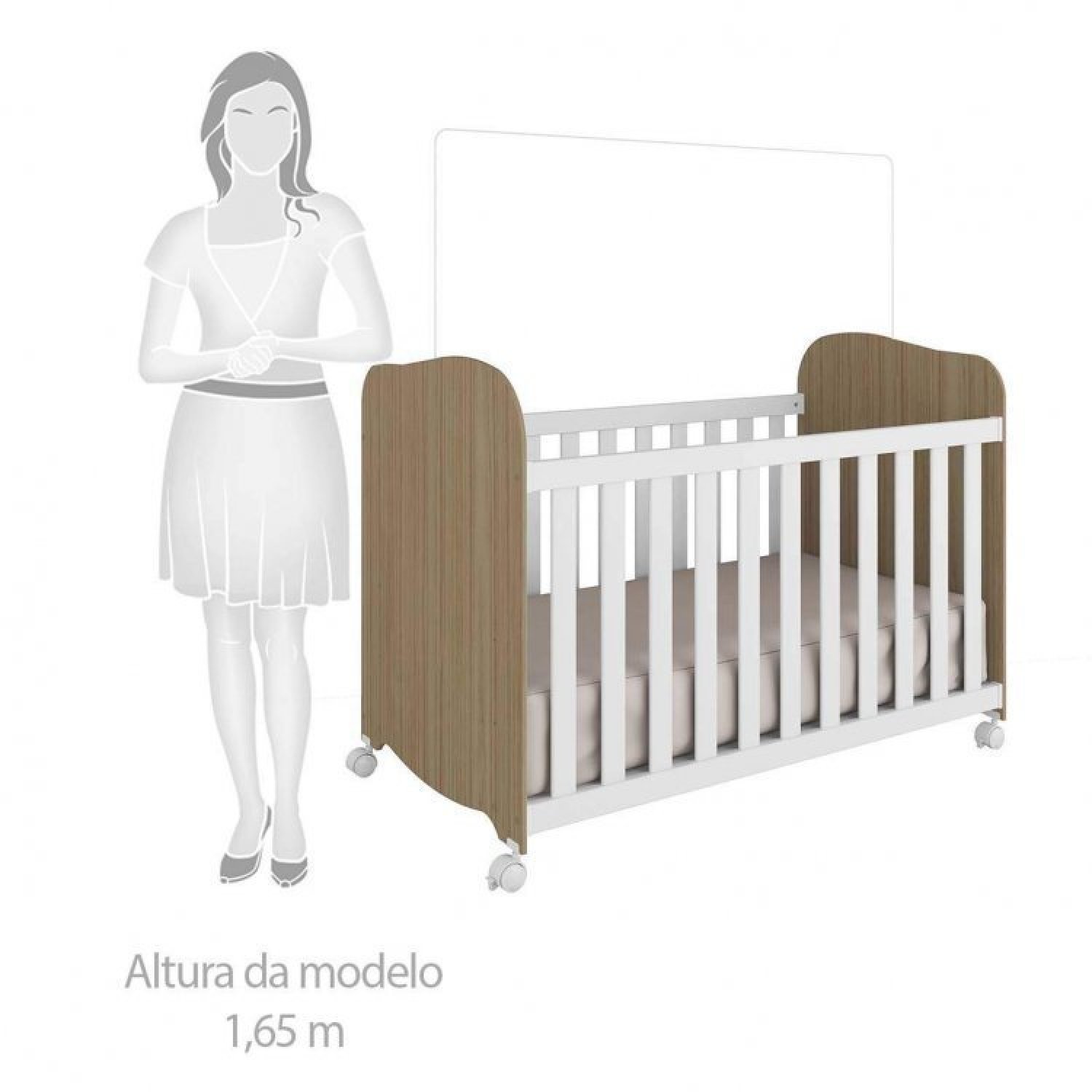 Quarto de Bebê com Guarda Roupa 3 Portas com Janela Berço Americano e Cômoda Uli Móveis Peroba - 6