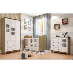 Quarto de Bebê com Guarda Roupa 3 Portas com Janela Berço Americano e Cômoda Uli - 1 Quarto de Bebê com Guarda Roupa 3 Portas com Janela Berço Americano e Cômoda Uli - 1