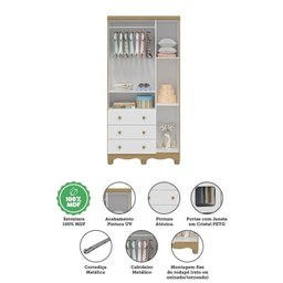 Quarto de Bebê com Guarda Roupa 3 Portas com Janela Berço Americano e Cômoda Uli - 12 Quarto de Bebê com Guarda Roupa 3 Portas com Janela Berço Americano e Cômoda Uli - 12