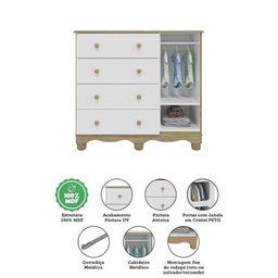 Quarto de Bebê com Guarda Roupa 3 Portas com Janela Berço Americano e Cômoda Uli - 13 Quarto de Bebê com Guarda Roupa 3 Portas com Janela Berço Americano e Cômoda Uli - 13