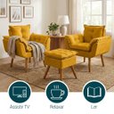 Ver imagem 4 de Kit 2 Poltronas Decorativa e Puff para Sala Recepção Manicure Consultório Quarto Alice Suede