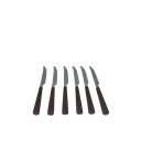 Ver imagem 1 de Conjunto Com 6 Facas Para Churrasco De Aço Inox Com Cabo Rattan Marrom 22CM