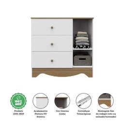 Quarto de Bebê com Guarda Roupa 3 Portas e Cômoda 3 Gavetas Pirueta - 12