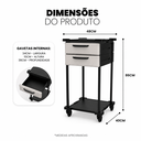Ver imagem 2 de Carrinho Auxiliar Organizador Multiuso com 2 Gavetas, Estrutura em Aço, Tampo em Psai - Mad.U Two
