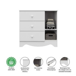 Quarto de Bebê com Cômoda 3 Gavetas e Guarda Roupa 3 Portas Pirueta - 12
