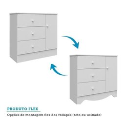 Quarto de Bebê com Cômoda 3 Gavetas e Guarda Roupa 3 Portas Pirueta - 10