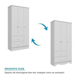Quarto de Bebê com Cômoda 3 Gavetas e Guarda Roupa 3 Portas Pirueta - 9