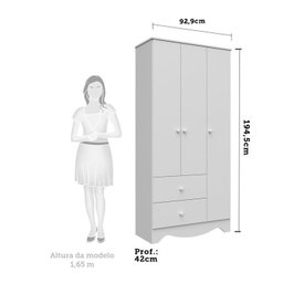 Quarto de Bebê com Cômoda 3 Gavetas e Guarda Roupa 3 Portas Pirueta - 7
