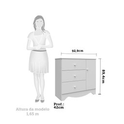 Quarto de Bebê com Cômoda 3 Gavetas e Guarda Roupa 3 Portas Pirueta - 8