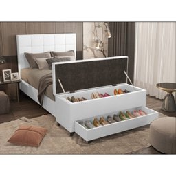 Puff Baú Sapateira Solteiro 96x50x48cm Móveis Digital - 3 Puff Baú Sapateira Solteiro 96x50x48cm Móveis Digital - 3