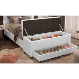 Puff Baú Sapateira Solteiro 96x50x48cm Móveis Digital - 1 Puff Baú Sapateira Solteiro 96x50x48cm Móveis Digital - 1