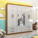 Ver imagem 1 de Guarda-Roupa 6 Portas 4 Gavetas com Espelho Infantil Perola Off White/Cinamomo