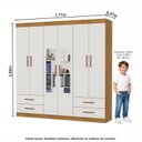 Ver imagem 5 de Guarda-Roupa 6 Portas 4 Gavetas com Espelho Infantil Perola Off White/Cinamomo