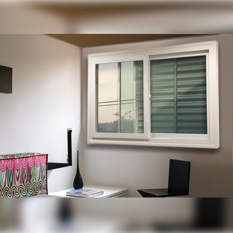 Janela de PVC Acustica Sobrepor 100x120cm com 2 Folhas e Vidro Laminado ITEC Brimak