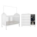 Ver imagem 2 de Kit Berço com Cômoda Peroba Elô Branco Quarto Infantil