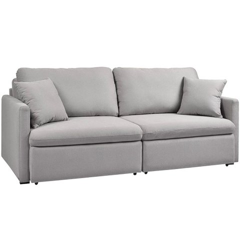 Sofá 3 Lugares Retrátil Reclinável para Sala de Estar 220cm Send K01 Linho Soft Cinza - Lyam Decor