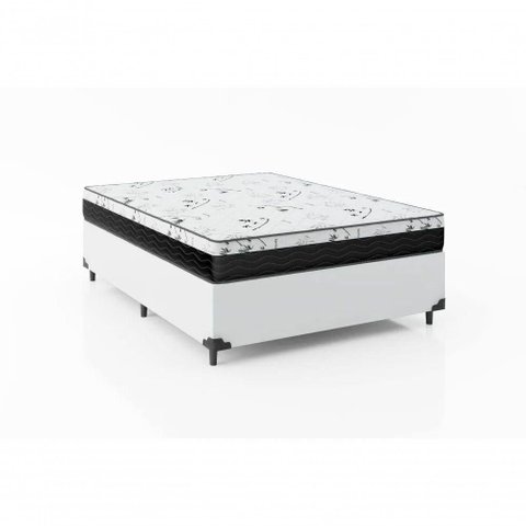Cama Box Casal 138 Branco com Colchão D33 One Face 58x138x188