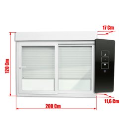 Janela de PVC Integrada 120x200cm 2 Folhas com Vidro Liso e Cremonna com Controle Remoto ITEC Brimak - 7