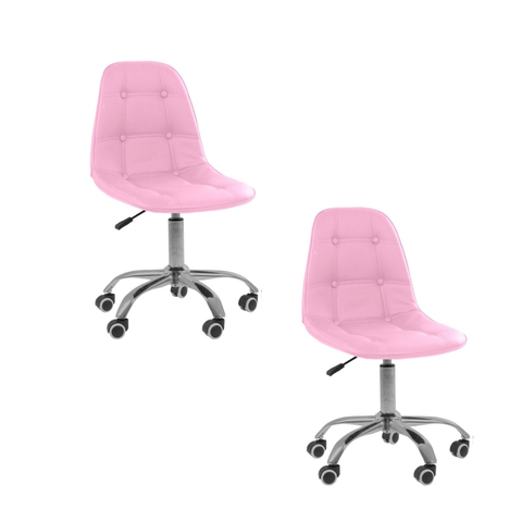 Cadeira Office Eiffel Botonê Ajustável Oficial Giratória - Rosa - 2