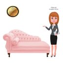 Ver imagem 5 de Recamier Divã Larissa 150cm Direito Suede:rosa-claro/liso
