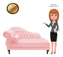 Ver imagem 5 de Recamier Divã Larissa 150cm Direito Suede:rosa-claro/liso