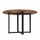 Ver imagem 2 de Mesa de Reunião Circular 120cm Pé Metálico em Nogal/Preto Linha D1200 Yescasa Marrom