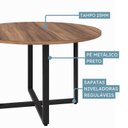Ver imagem 6 de Mesa de Reunião Circular 120cm Pé Metálico em Nogal/Preto Linha D1200 Yescasa Marrom