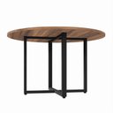 Ver imagem 2 de Mesa de Reunião Circular 120cm Pé Metálico em Nogal/Preto Linha D1200 Yescasa