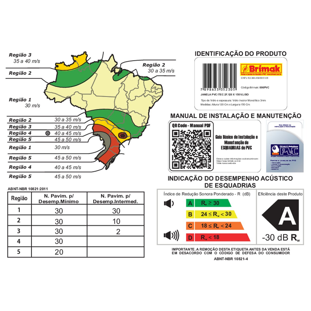 Janela de PVC 120x150cm 2 Folhas com Vidro Liso ITEC Brimak - 8