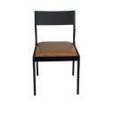 Ver imagem 4 de CADEIRA EM MADEIRA COM ASSENTO ESTOFADO CARAMELO. COR PRETO