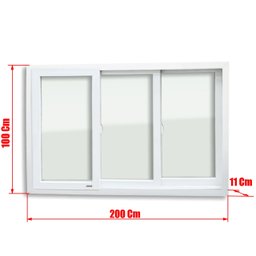 Janela de PVC 100x200cm 3 Folhas com Vidro Liso ITEC Brimak - 7
