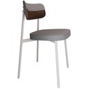 Ver imagem 5 de Kit 02 Cadeiras Estofada para Sala de Jantar Astrid Branco C01 Linho Cinza Courino Whisky - Lyam
