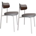 Ver imagem 1 de Kit 02 Cadeiras Estofada para Sala de Jantar Astrid Branco C01 Linho Cinza Courino Whisky - Lyam