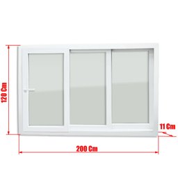 Janela de PVC 120x200cm 3 Folhas com Vidro Liso e Cremona ITEC Brimak - 7