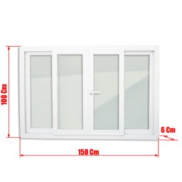 Janela de PVC 100x150cm 4 Folhas com Vidro Liso e Cremona ITEC Brimak - 7