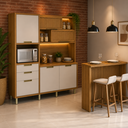 Ver imagem 1 de Cozinha Compacta 180cm 100% MDF Imperatriz Marrom/Off White - Nesher