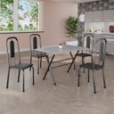 Ver imagem 1 de Conjunto de Mesa Tubular 062 100x60cm Tampo em Granito Ocre com 4 Cadeiras Lívia Prata/Preto/Martelado