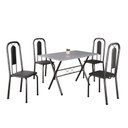 Ver imagem 2 de Conjunto de Mesa Tubular 062 100x60cm Tampo em Granito Ocre com 4 Cadeiras Lívia Prata/Preto/Martelado